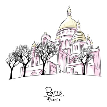 sketch of Sacre Coeur in Paris, France vector