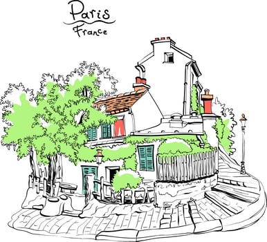 Typical Parisian house, France vector