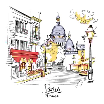 Montmartre in Paris, France vector