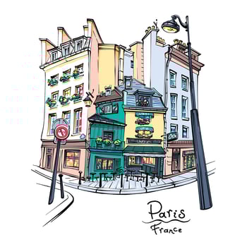 Typical Parisian house, France vector