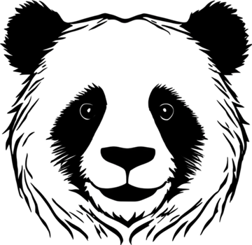 Black stencil panda, strikingly bold and captivating. AI-Generated. png