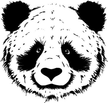 Black stencil panda, strikingly bold and captivating. AI-Generated. png