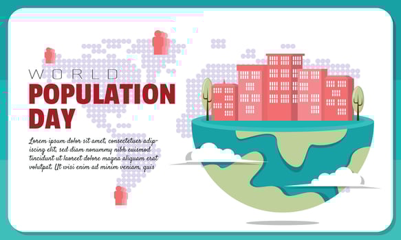 World Population Day template with high population around the world vector