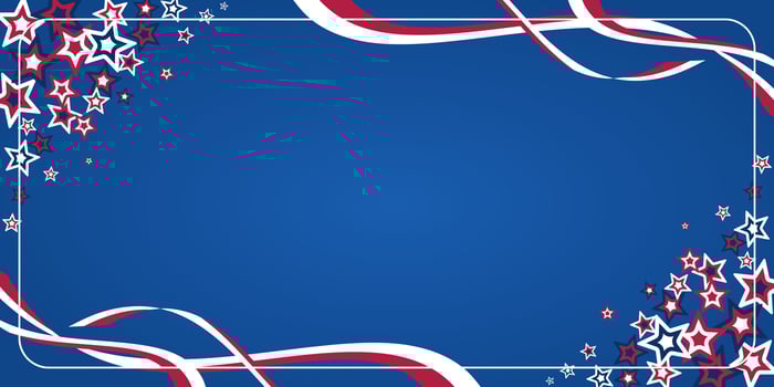 American independence day background, with stars and ribbon decoration. design free copy space area. template for banner, greeting card, poster vector