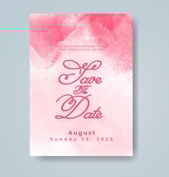 Wedding invitation with abstract watercolor background vector