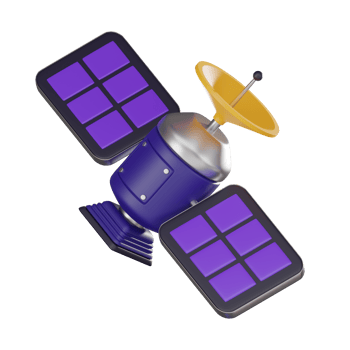 Connecting Worlds Satellite Science Research. 3D Render png