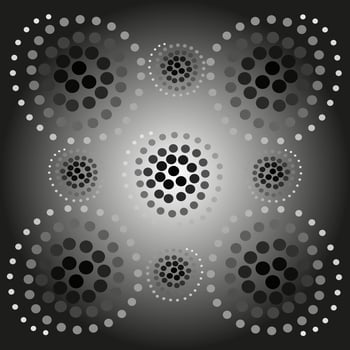 Abstract gray background decorated with a spiral of circles and dots vector