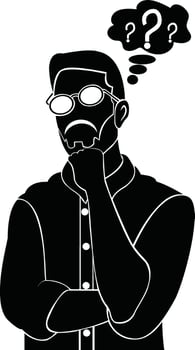 Man is thinking. Question mark. illustration in cartoon style vector