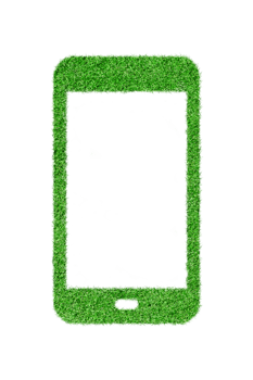 Mobile icon covered of grass Isolated on transparent background. File png