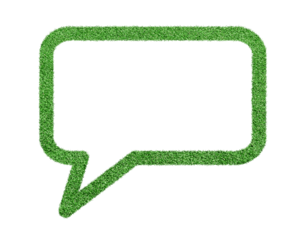 Speech Bubble made from green grass, Isolated on transparent background. File png