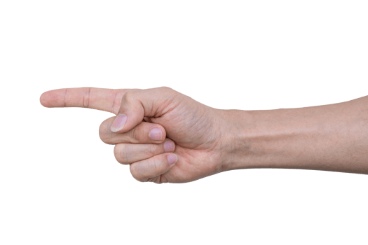 Closeup of male hand pointing, Isolated on transparent background. File png