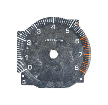 Vintage speedometer dial isolated on transparent background. File png