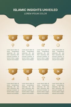 Islamic Infographic Design Template with Arabic Design Elements and 8 Data Points Options vector