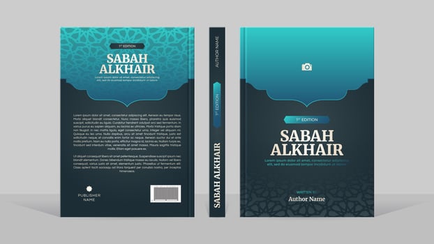 Islamic Arabic Style Book Cover Template Design with Arabesque Moroccan Pattern vector