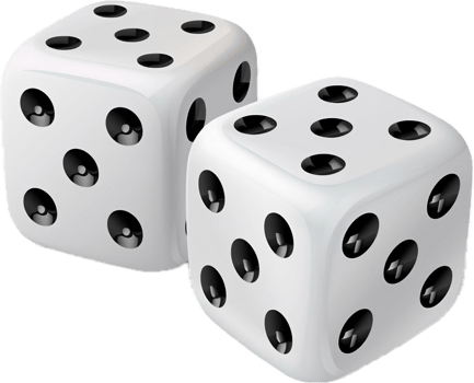 Pair of White Dice with Black Dots. png