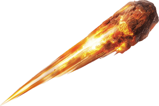 Fiery Meteor Streaking Through the Sky. png
