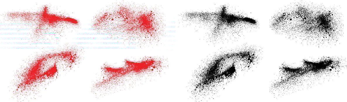 Ink brush stroke set of black and red color blood design vector