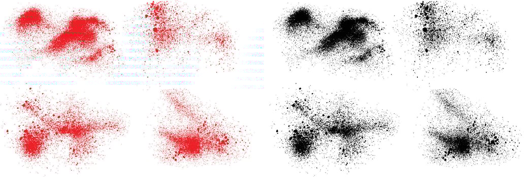 Distressed black and red color splatter ink banner background set vector