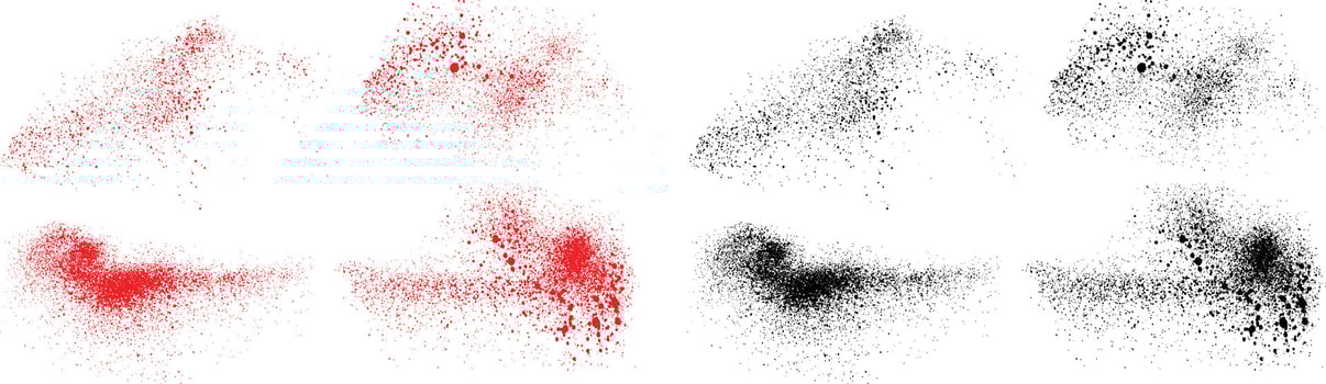 Brushstroke black and red color splatter texture background set vector