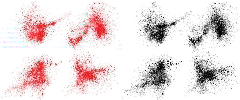 Realistic set of black and red color distressed grunge texture background vector