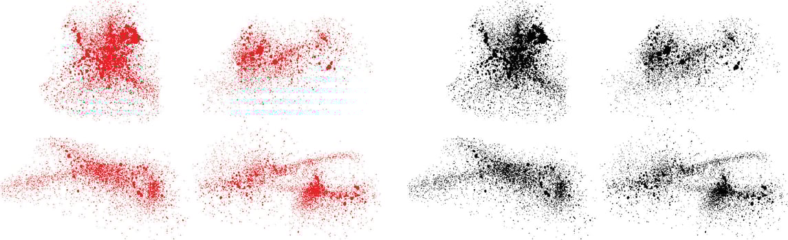 Splash Set of black and red color grunge texture artistic brush stroke background vector