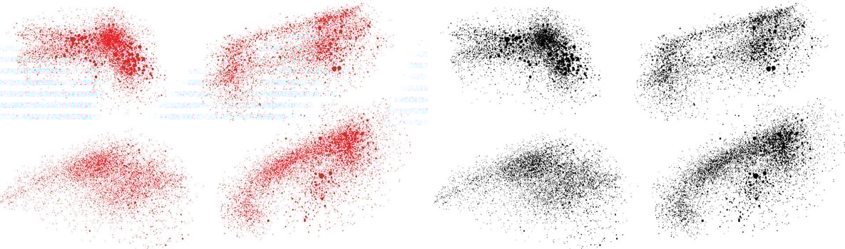 Hand-drawn splatter set of black and red color brush stroke illustration vector