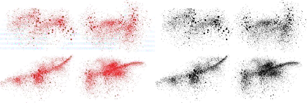 Ink grunge set of various black and red color ink splatter paint brush stroke background vector