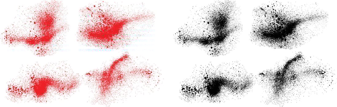 Paint brush stroke black and red color blood illustration set vector