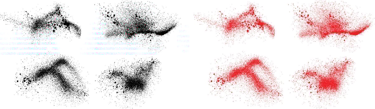 Abstract blood black and red color ink paint brush stroke set vector