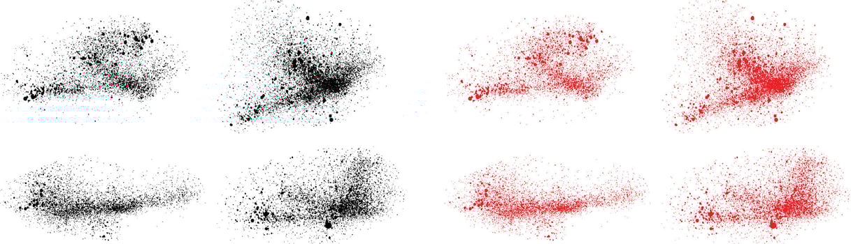 Grunge paint black and red color blood brush element design set vector