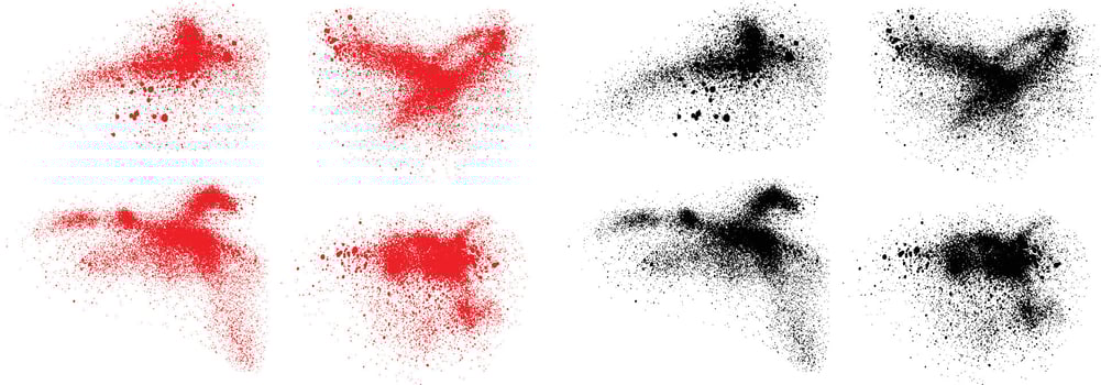 Scratches blood black and red color splash grunge texture background set vector