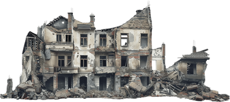 Abandoned Dilapidated Building Ruins. png
