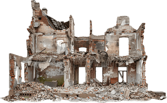 Abandoned Dilapidated Building Ruins. png