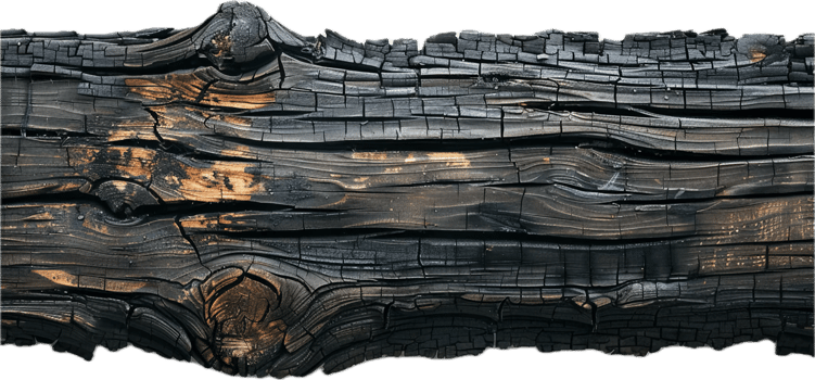 Burnt Wooden Plank with Charred Texture. png