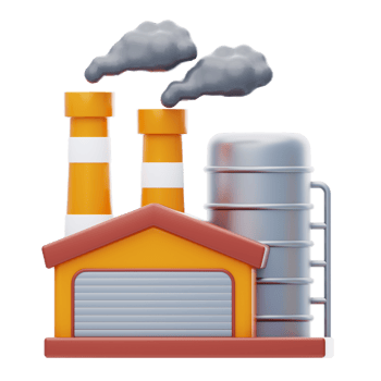 Industry 3D Icon. Factory Building 3D Icon png