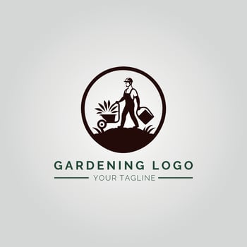 Garden And Plant Minimalist Logo Concept vector