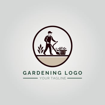 Garden And Plant Minimalist Logo Concept vector