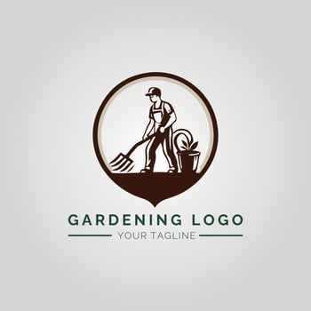Garden And Plant Minimalist Logo Concept vector