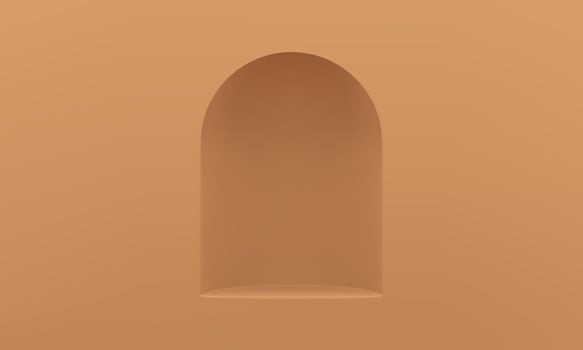 Arch 3d pedestal museum display beige curved hole in wall foundation for presentation vector