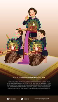 Tourism event layout with indonesian culture classical javanese dancer illustration vector