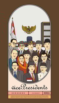 Indonesian Vice President handdrawn illustration vector