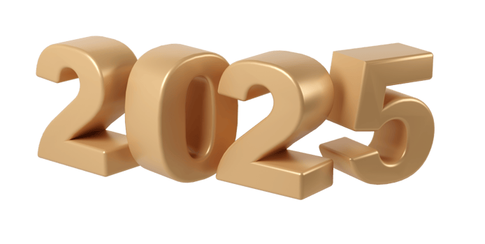 Happy New Year 2025 with shiny 3D icon numbers. Holiday christmas golden celebration design. Premium element Illustration for poster, banner, calendar and greeting card png