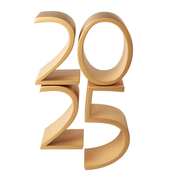 Happy New Year 2025 3D numbers. Holiday christmas gold celebration design. Premium element Illustration for poster, banner, calendar and greeting card png