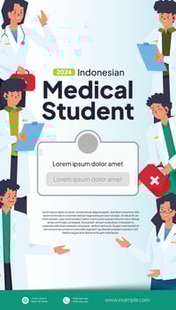 Social media post with indonesian medical student flat design illustration vector