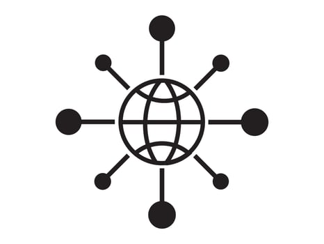 global network icons, Digital technology, social network, global connect, simple business logo. Black linear icon vector