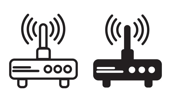 Wireless router icon sign symbol in trendy flat and outline style. Set of Wi Fi icon. WIFI icon illustration isolated on white background vector
