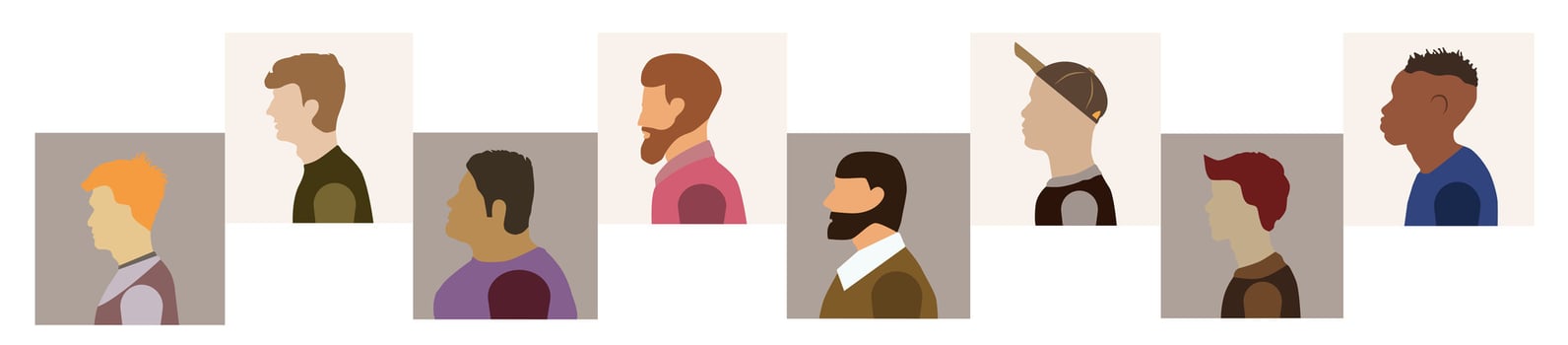 silhouette profile and head of men. A teenager and an adult man. vector
