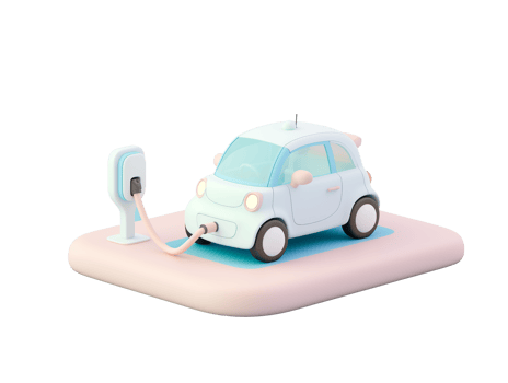cute 3d render EV Electric Vehicle car isolated png