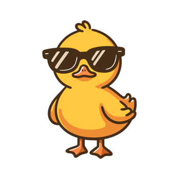 cute duck wearing sunglasses cartoon icon character png