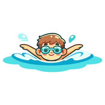 cute boy swimming cartoon icon character png